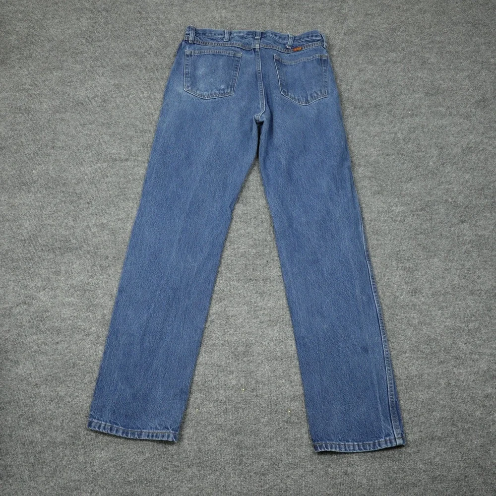 Rustler Jeans Mens 34x34 Blue Straight Leg Regular Fit Cotton Denim Workwear